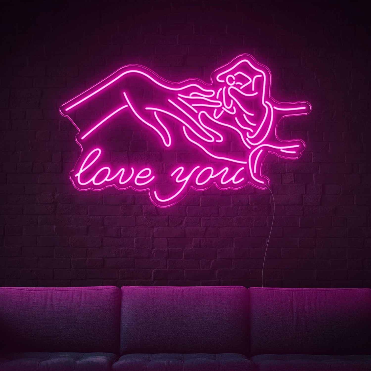Blue Touching Hands Love You Led Neon Sign For Romantic Decor | Shineneon