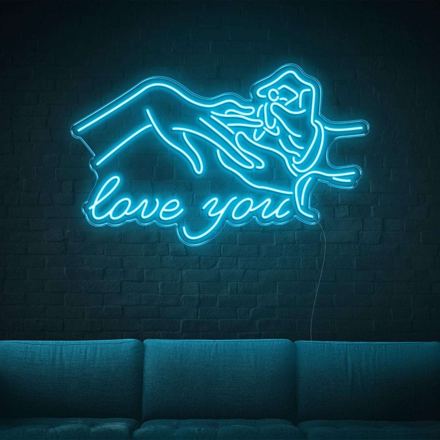 Blue Touching Hands Love You Led Neon Sign For Romantic Decor | Shineneon
