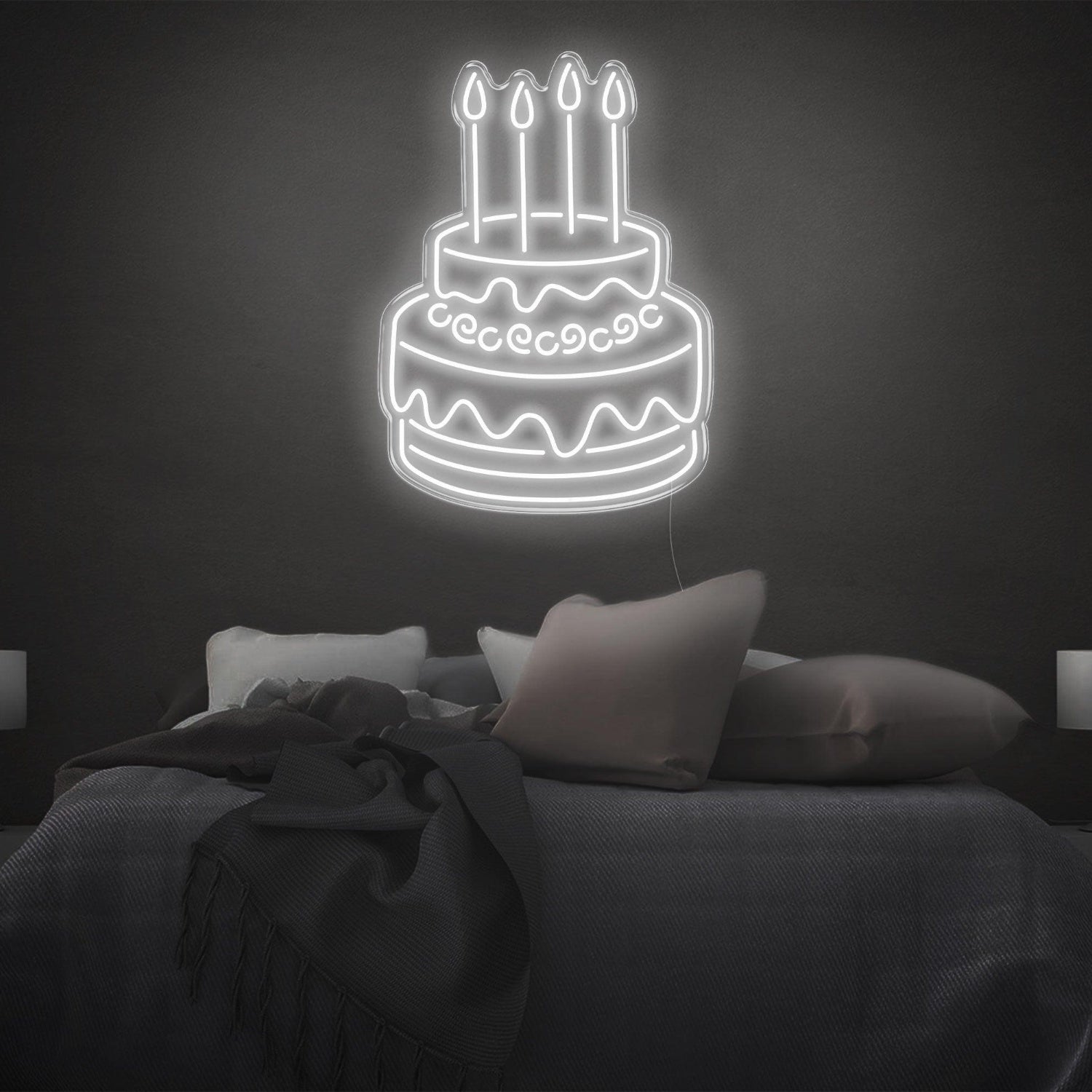 Blue Two-Tier Cake Led Neon Sign For Birthday Party Bedroom Wall Decor | Shineneon