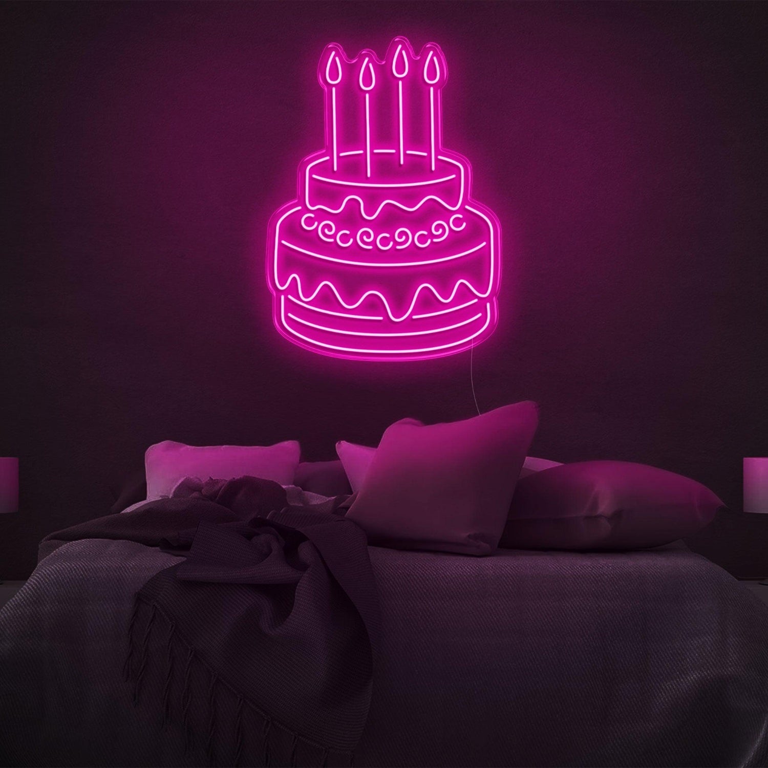 Blue Two-Tier Cake Led Neon Sign For Birthday Party Bedroom Wall Decor | Shineneon