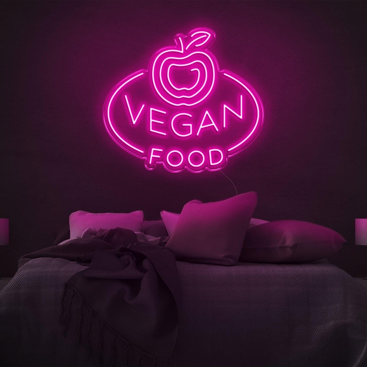 Blue Vegan Apple Led Neon Sign For Bedroom Decor | Shineneon