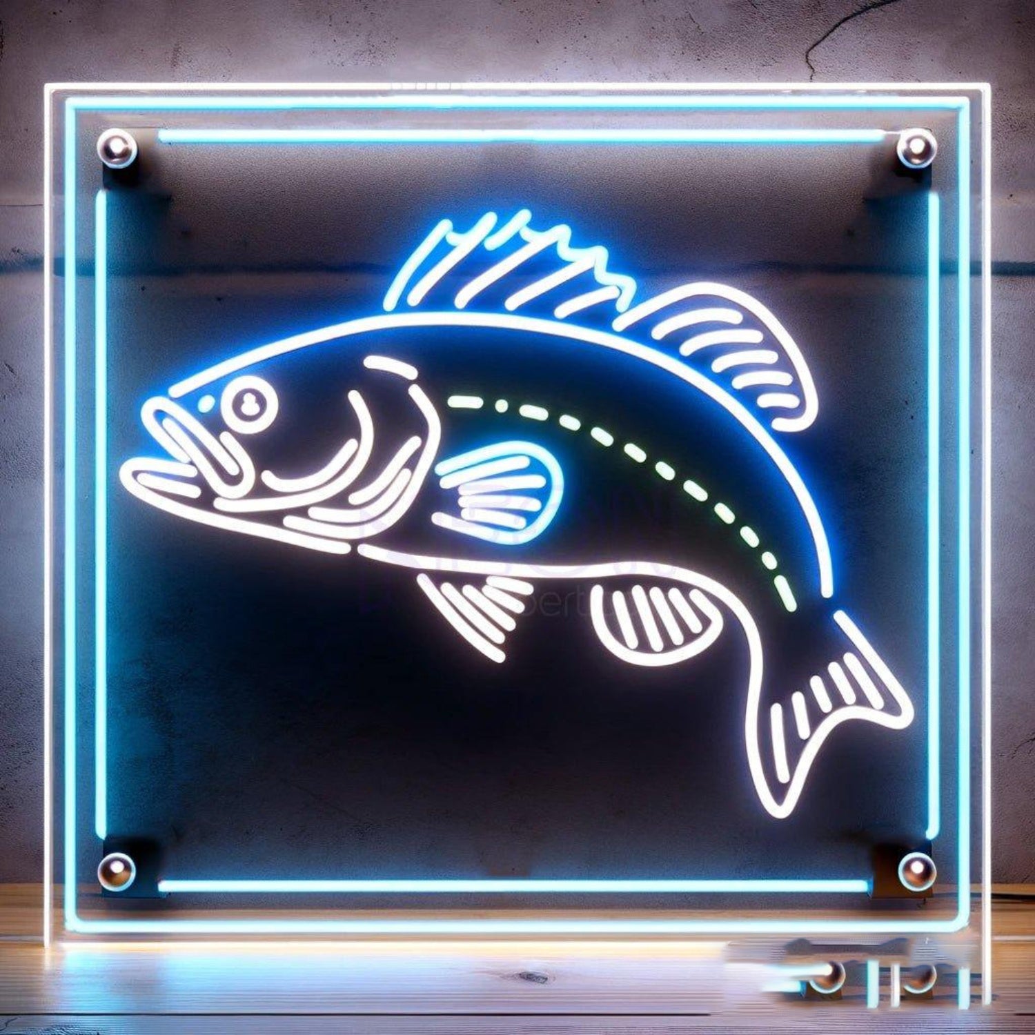 Blue White Bass Fish Led Neon Sign For Home Bar Restaurant Decor | Shineneon