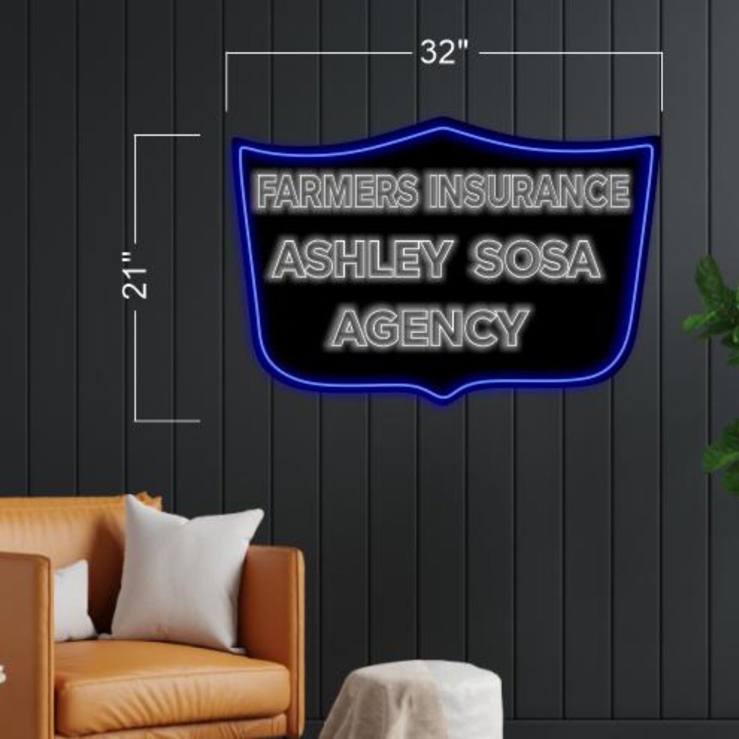 Blue-White Farmers Insurance Ashley Sosa Agency Led Neon Sign For Office Decor | Shineneon