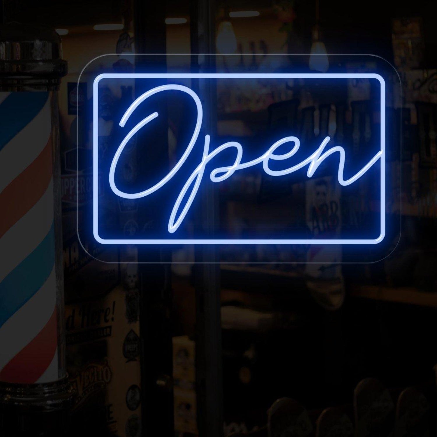 Blue-White Open Led Neon Sign For Store Cafe Restaurant Wall Decor | Shineneon