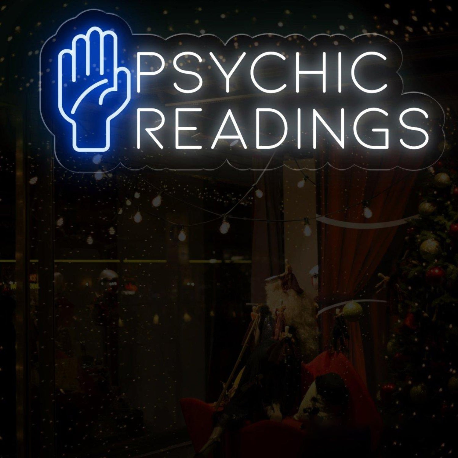 Blue-White Palm Psychic Readings Led Neon Sign For Mystic Shop Decor | Shineneon