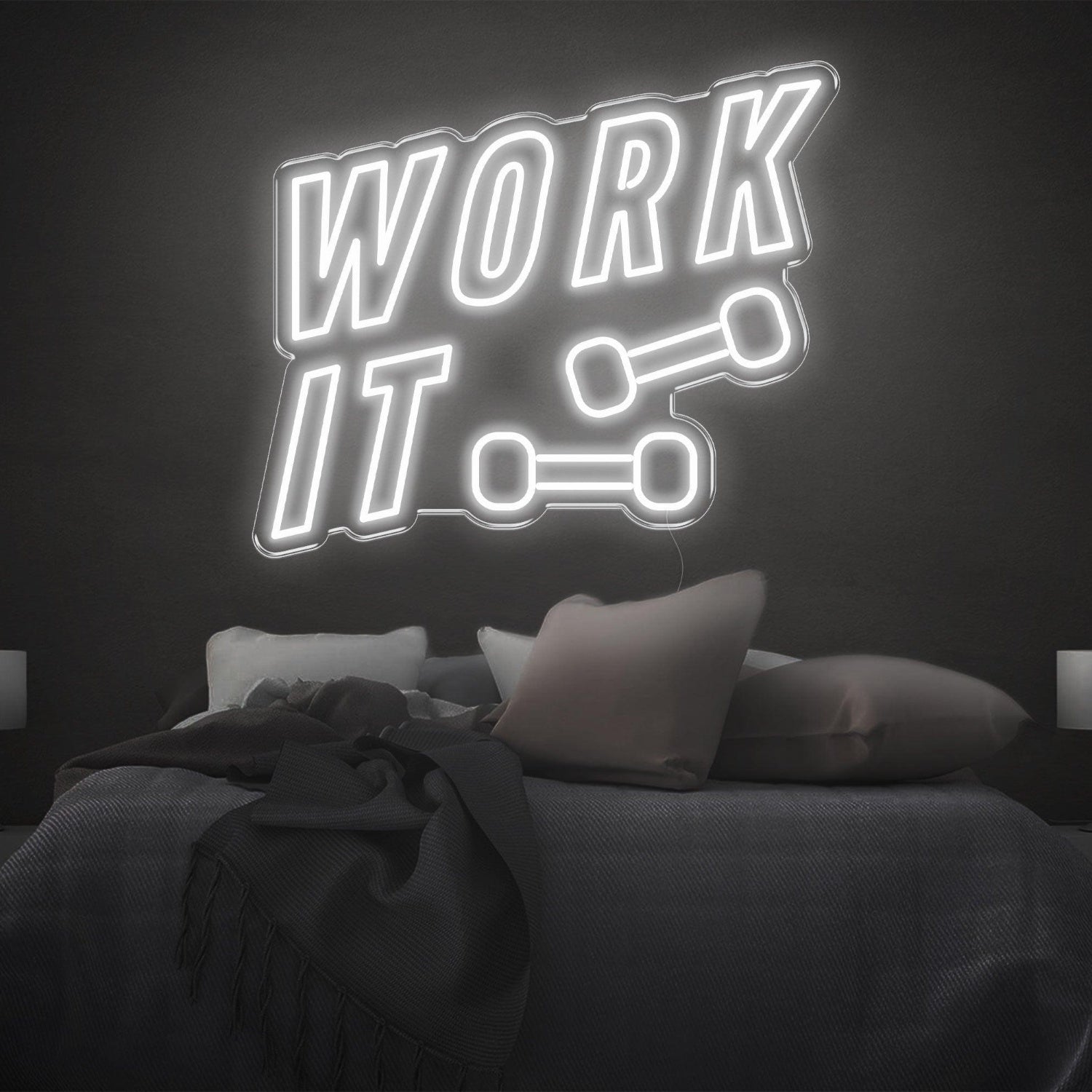 Blue Work It Dumbbell Led Neon Sign For Bedroom Gym Wall Art | Shineneon