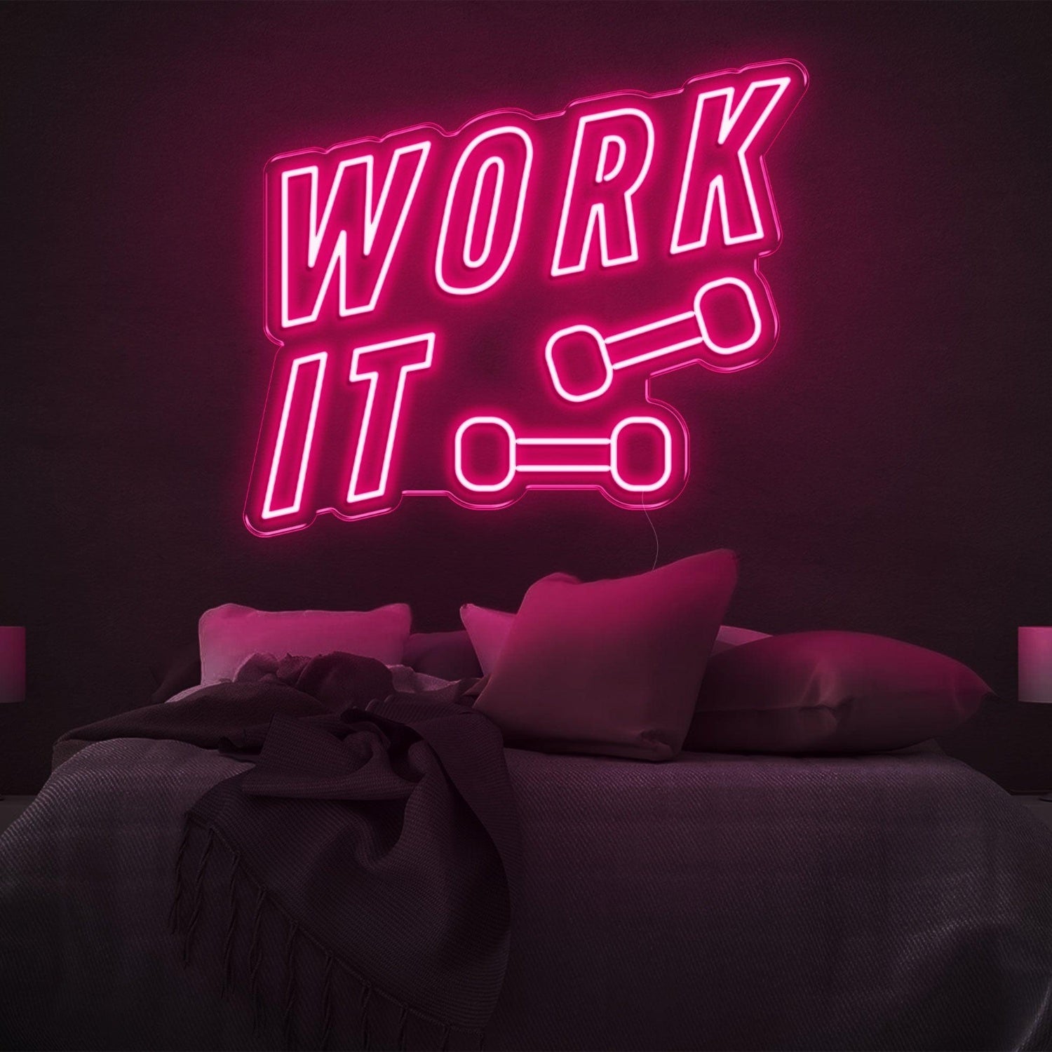 Blue Work It Dumbbell Led Neon Sign For Bedroom Gym Wall Art | Shineneon