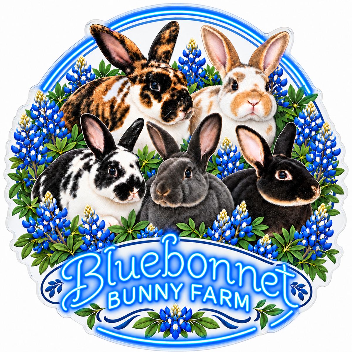 Bluebonnet Bunny Farm Custom LED Neon Sign