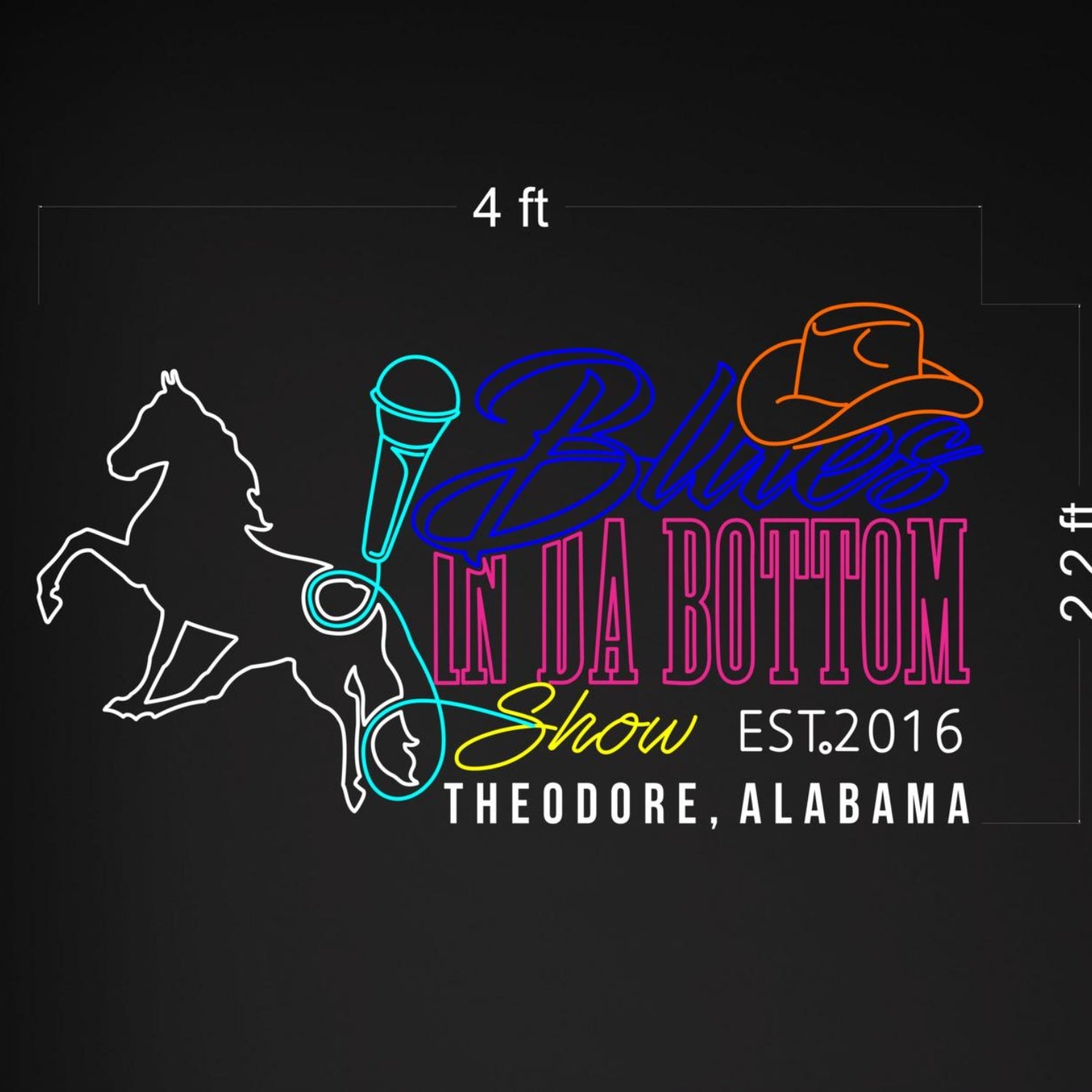 Blues In Da Bottom Show Multicolor Led Neon Sign For Bar Music Venue Decor | Shineneon