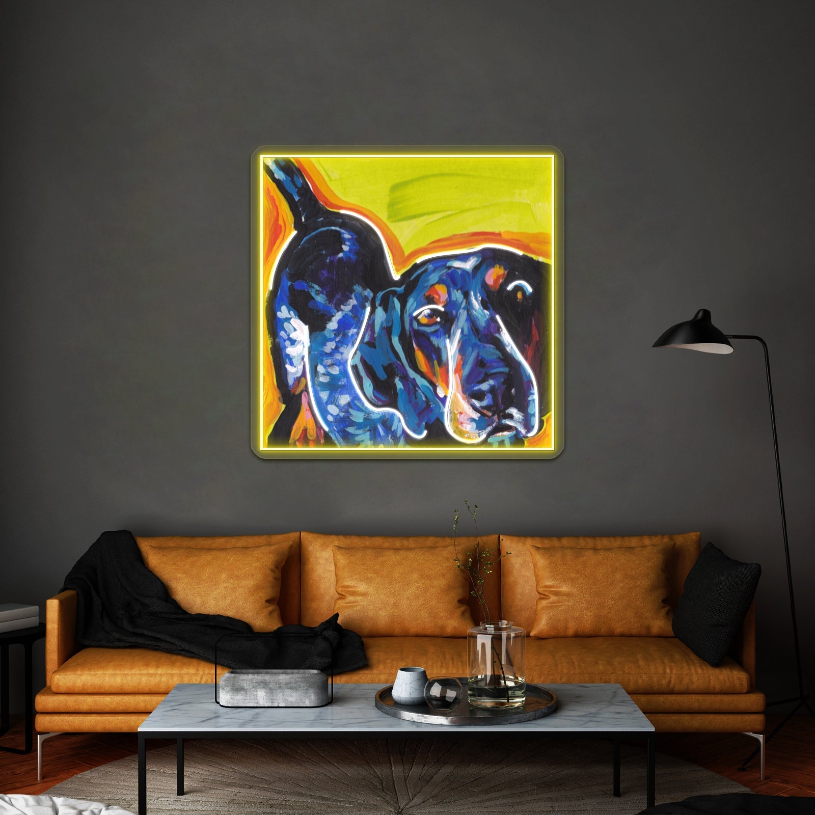 Bluetick Coonhound Dog Bright Colorful Pop Dog Artwork Led Neon Sign - Shineneon