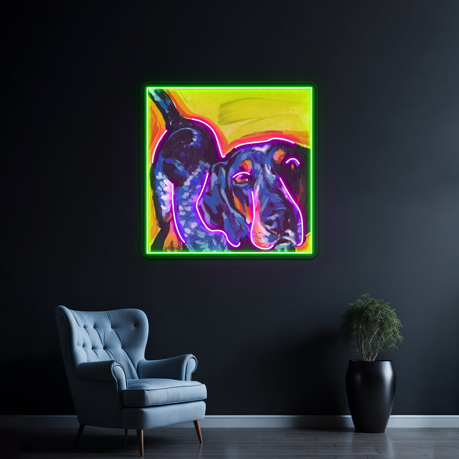 Bluetick Coonhound Dog Bright Colorful Pop Dog Artwork Led Neon Sign - Shineneon