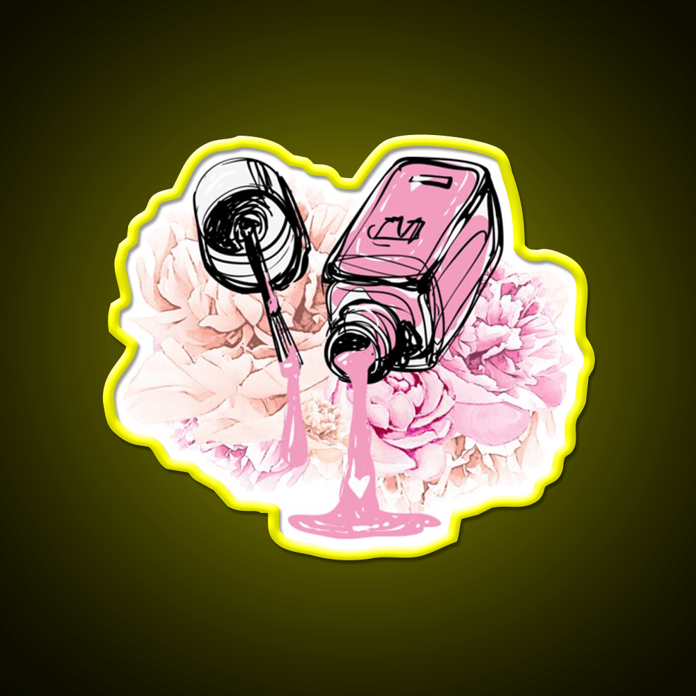 Blush Pink Nail Polish And Peony Flowers Nail Salon Led Neon Sign Rgb Color - Shineneon