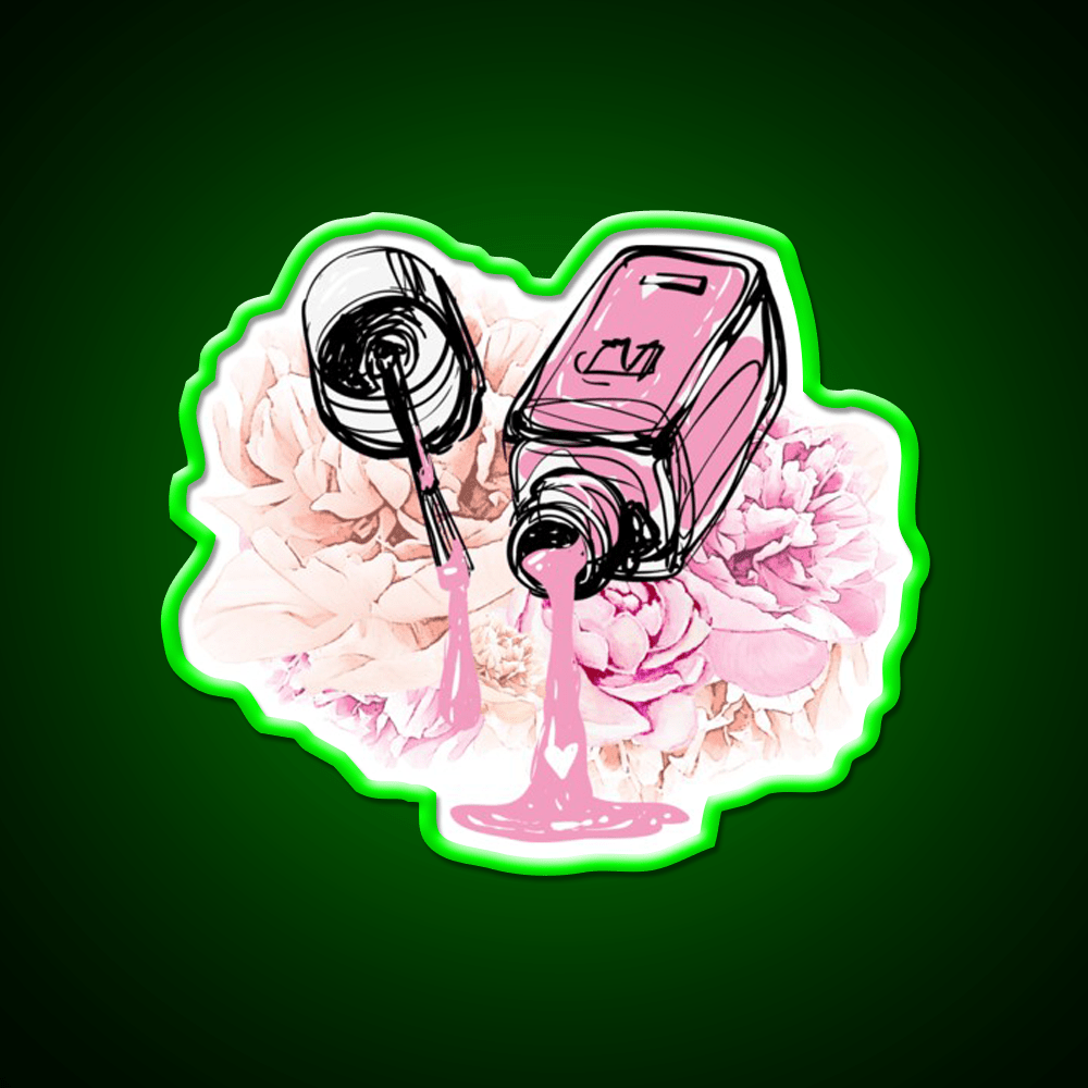 Blush Pink Nail Polish And Peony Flowers Nail Salon Led Neon Sign Rgb Color - Shineneon