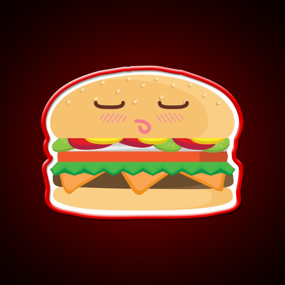Blushing Cheeseburger Fast Food Led Neon Sign For Burger Place Rgb Color - Shineneon