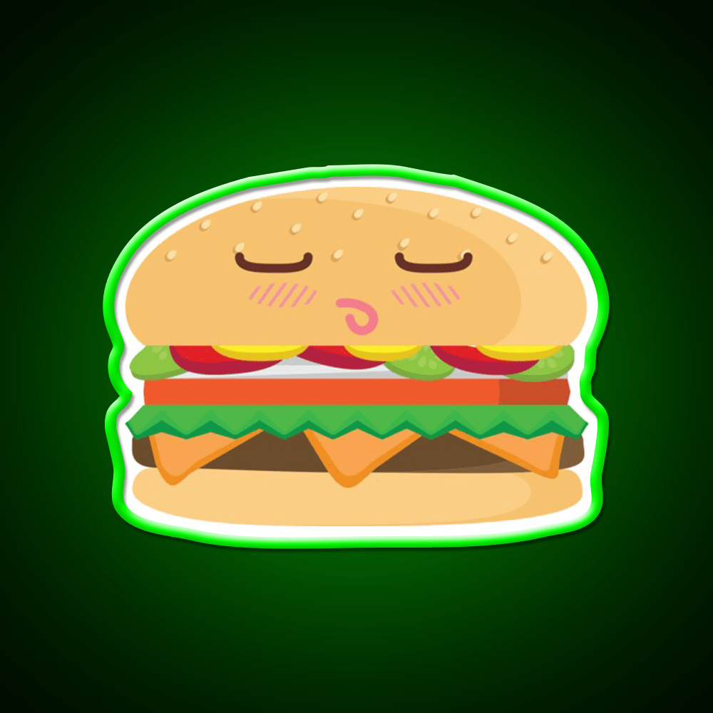 Blushing Cheeseburger Fast Food Led Neon Sign For Burger Place Rgb Color - Shineneon
