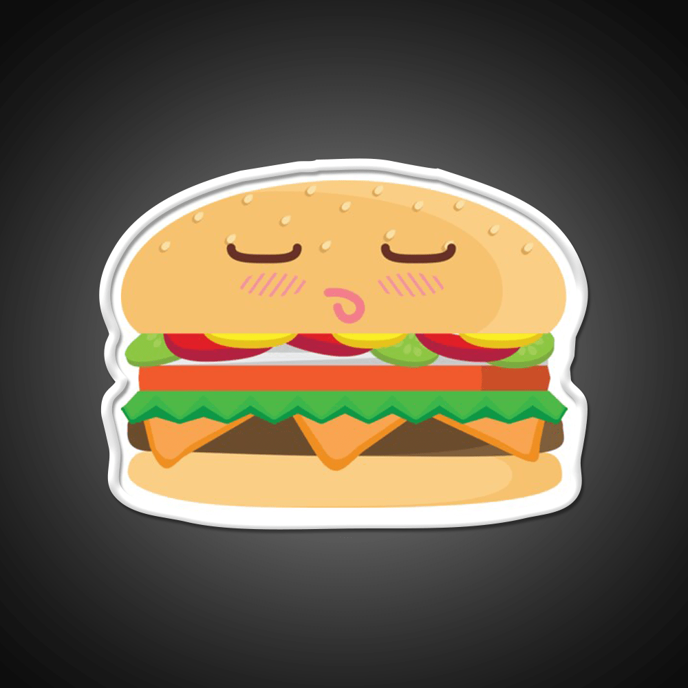 Blushing Cheeseburger Fast Food Led Neon Sign For Burger Place Rgb Color - Shineneon