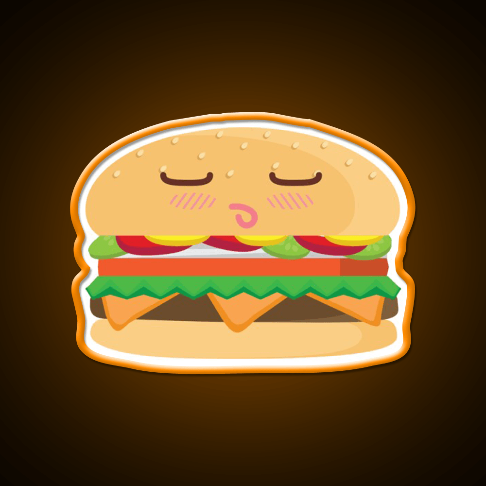 Blushing Cheeseburger Fast Food Led Neon Sign For Burger Place Rgb Color - Shineneon