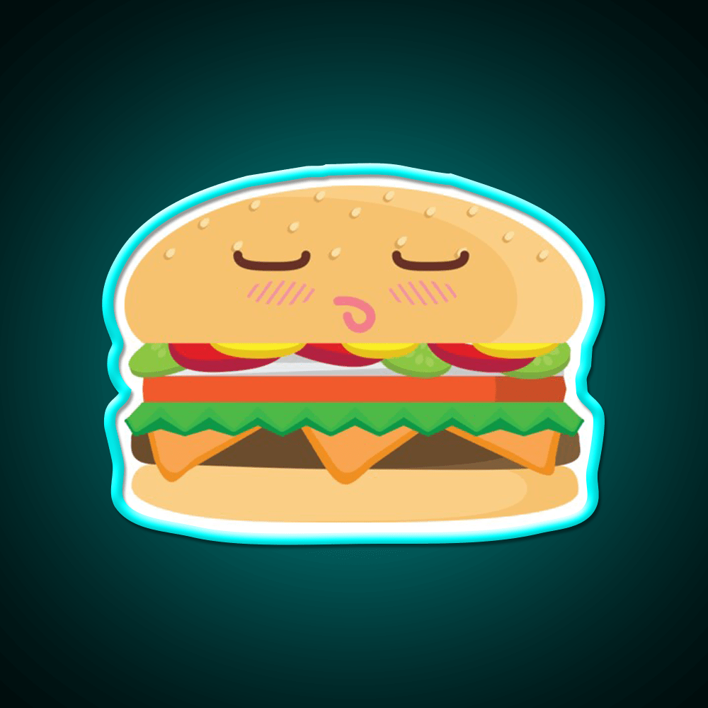 Blushing Cheeseburger Fast Food Led Neon Sign For Burger Place Rgb Color - Shineneon