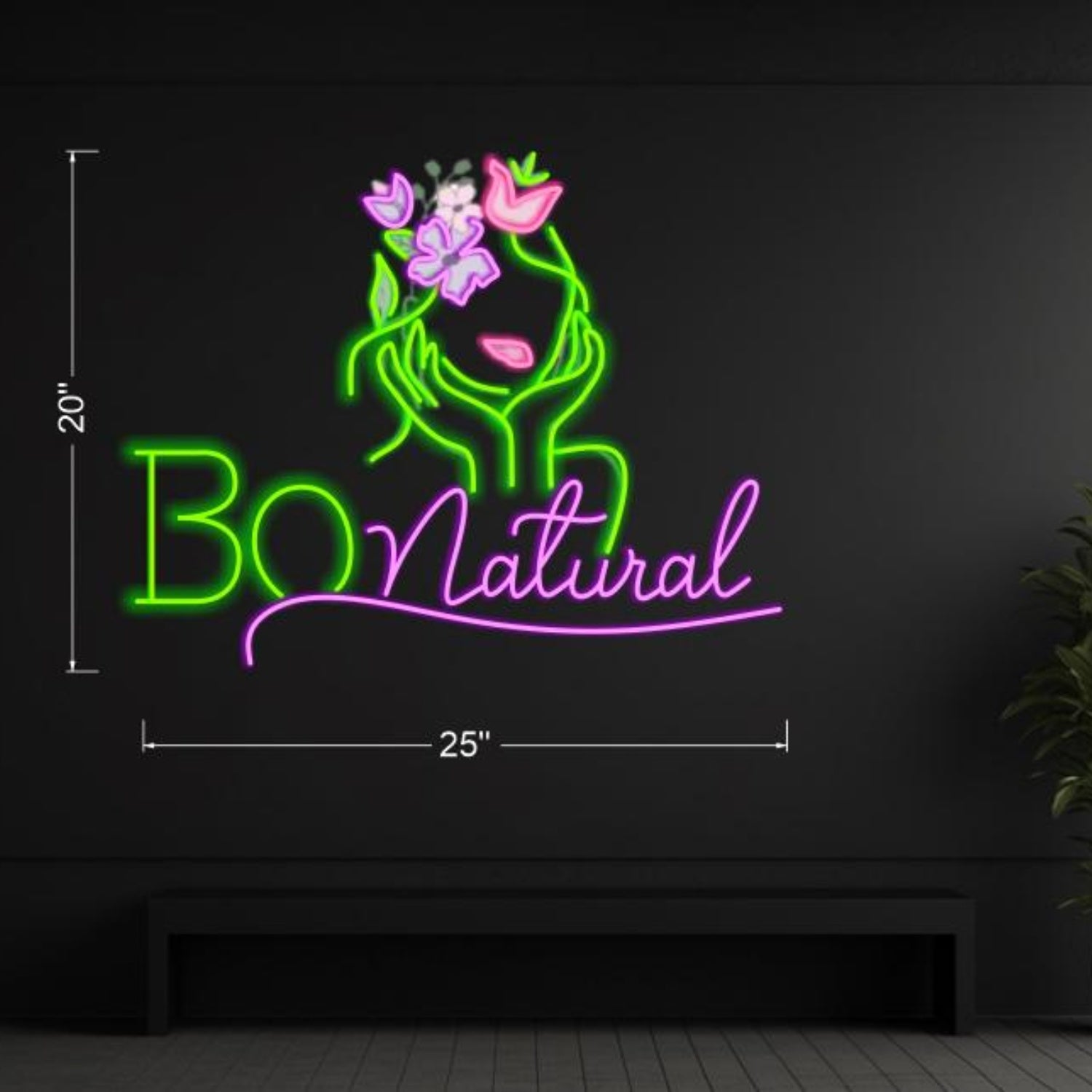 Bo Natural Green Pink Purple Floral Hands Led Neon Sign For Beauty Shop Cafe Decor | Shineneon