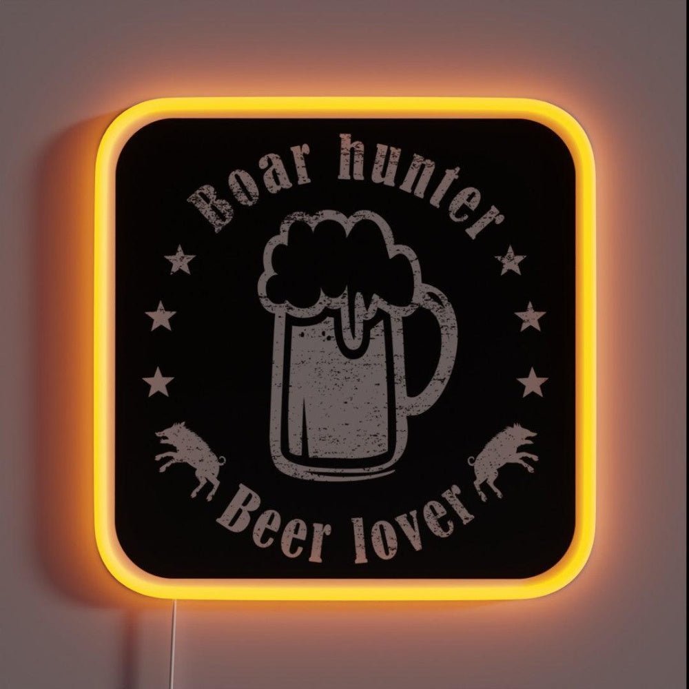 Boar Hunter Beer Lover Rgb Led Neon Sign - Shineneon