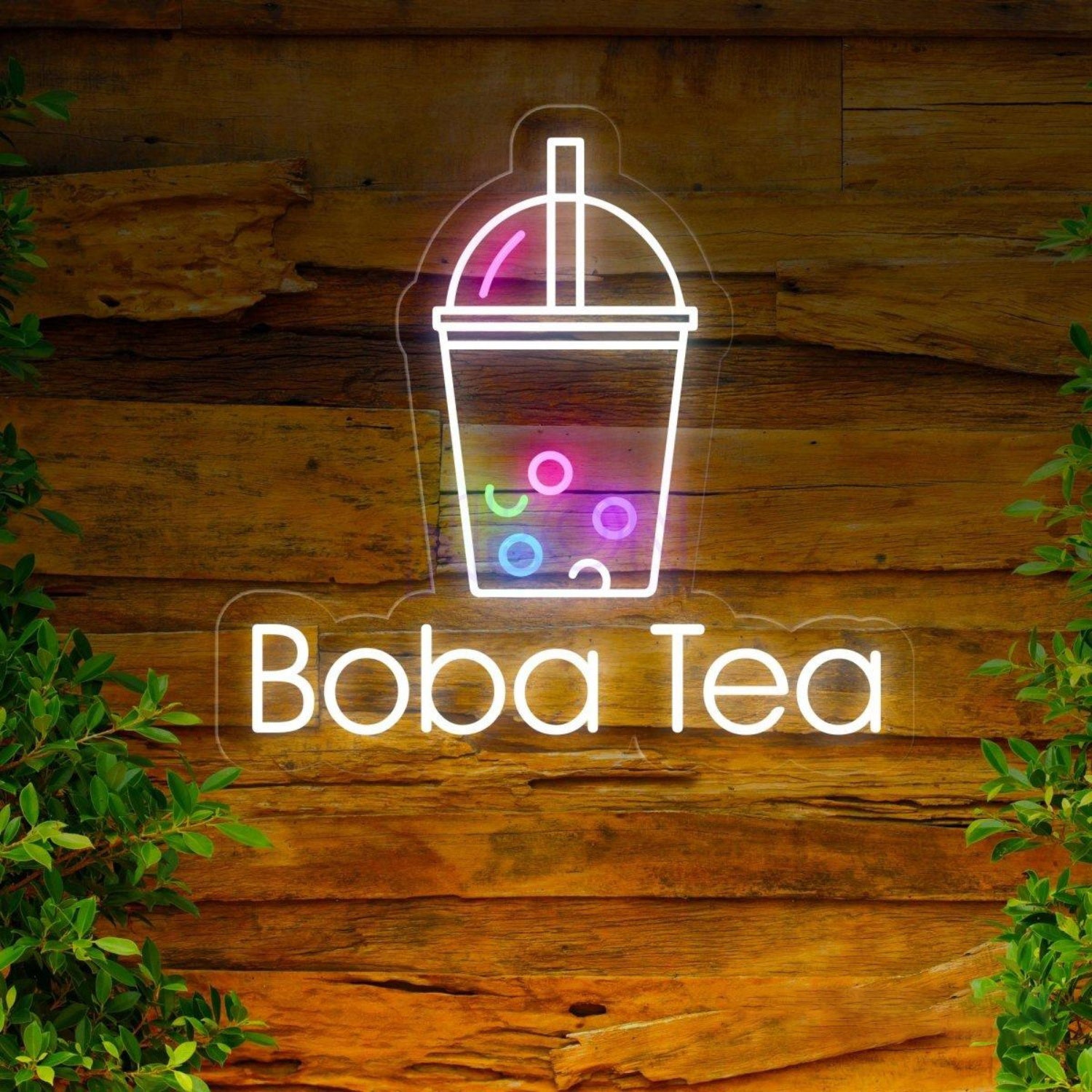 Boba Tea White Outline Multicolor Pearl Led Neon Sign For Cafe Shop | Shineneon