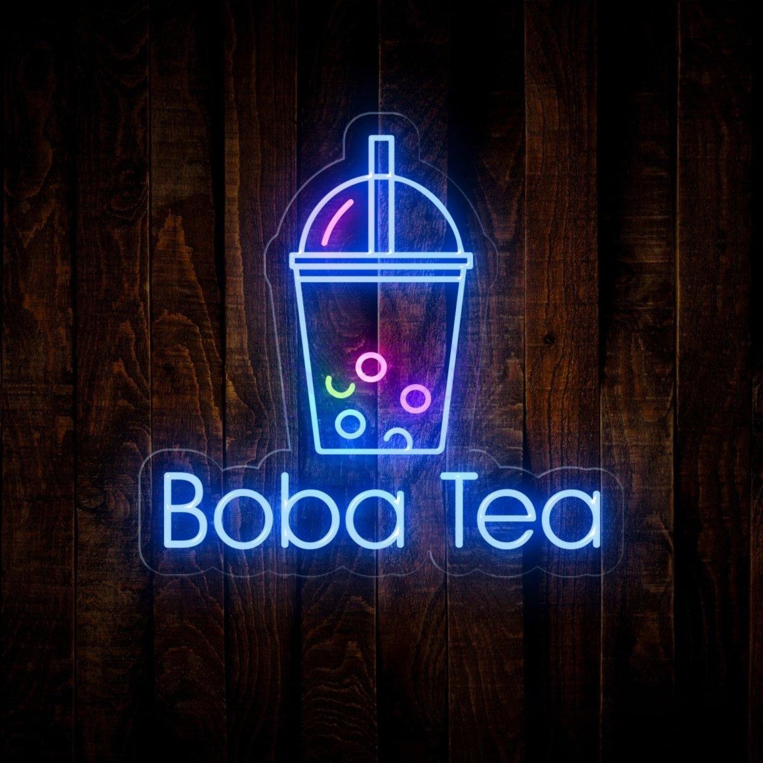 Boba Tea White Outline Multicolor Pearl Led Neon Sign For Cafe Shop | Shineneon