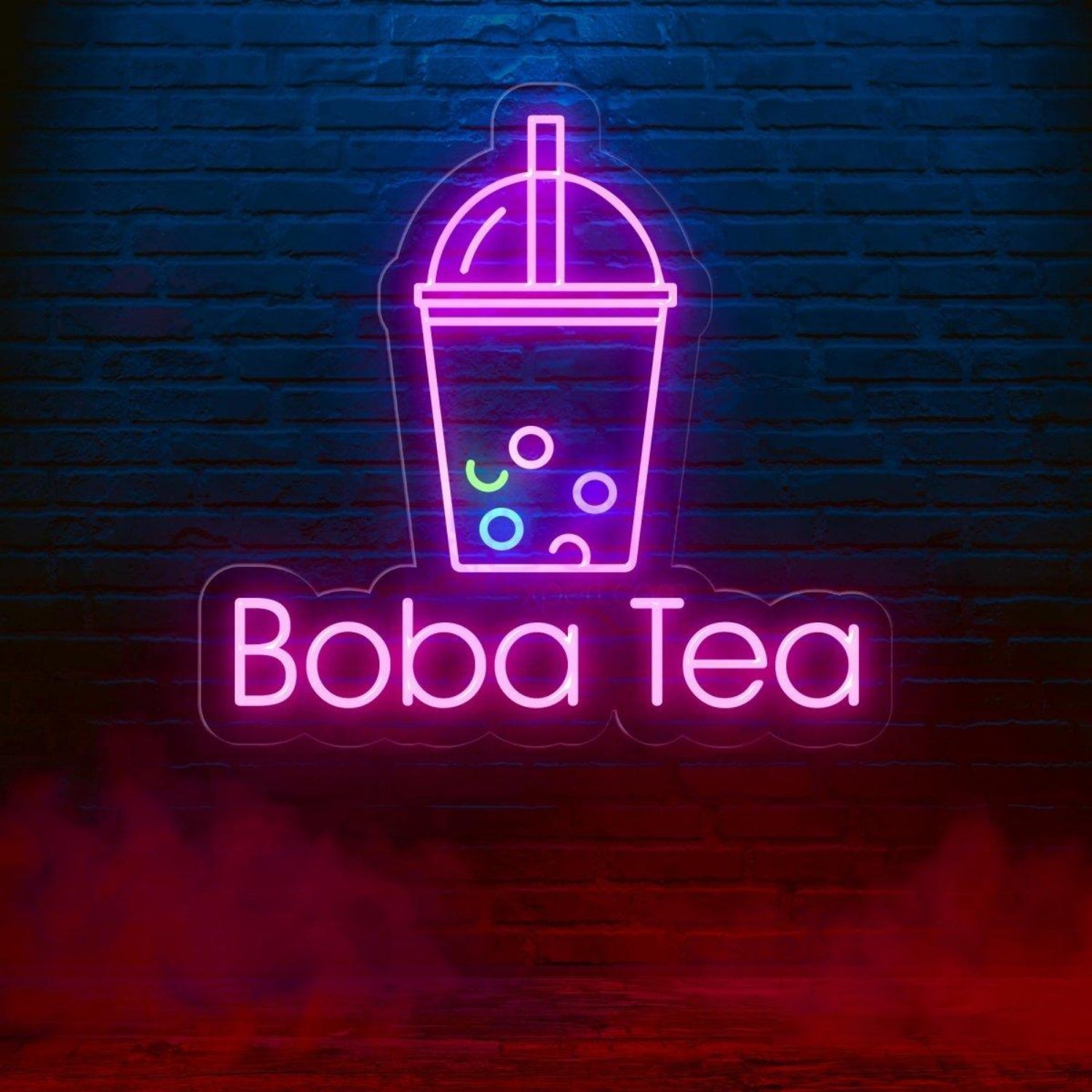 Boba Tea White Outline Multicolor Pearl Led Neon Sign For Cafe Shop | Shineneon