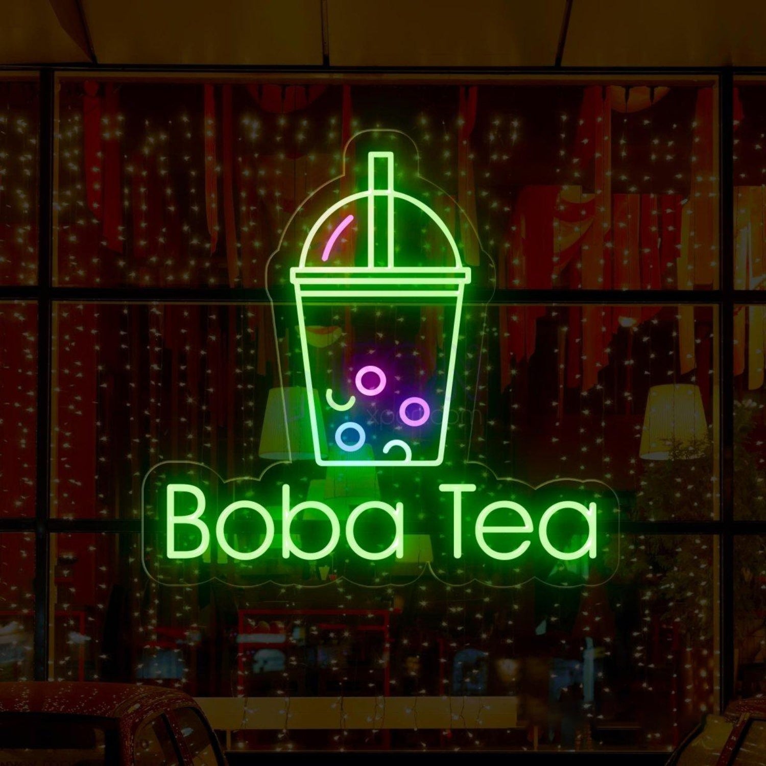 Boba Tea White Outline Multicolor Pearl Led Neon Sign For Cafe Shop | Shineneon