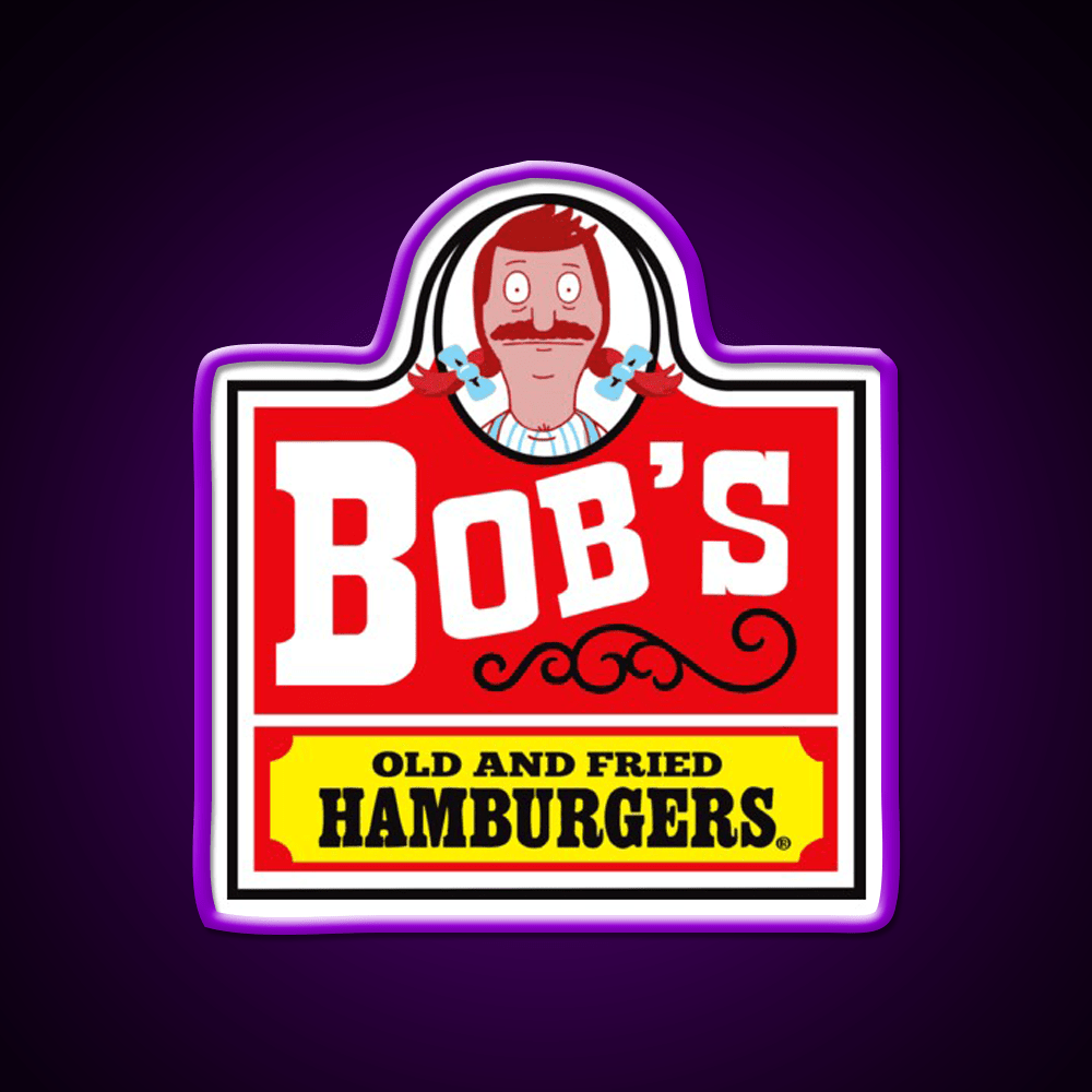 Bobs Old Fried Burgers Fast Food Led Neon Sign For Burger Place Rgb Color - Shineneon