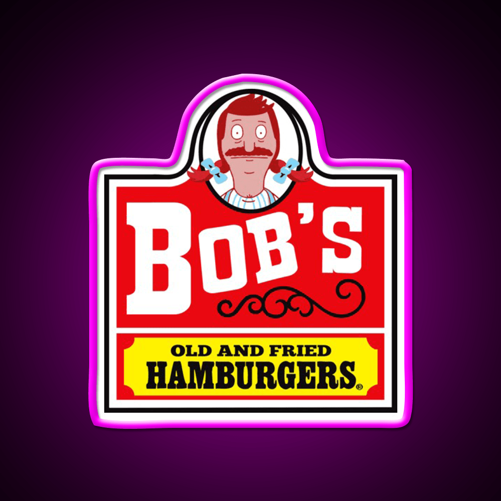Bobs Old Fried Burgers Fast Food Led Neon Sign For Burger Place Rgb Color - Shineneon