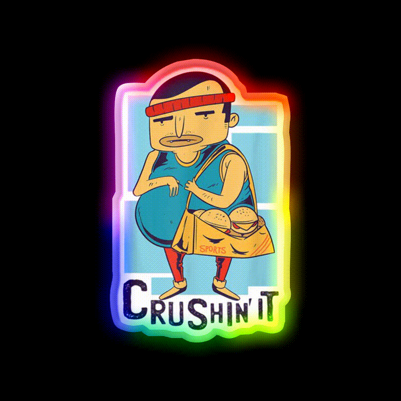 Boddy Building Crushin It Gym Fitness Led Neon Sign Rgb Color