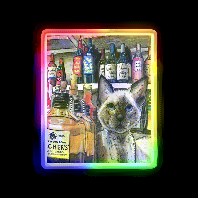 Bodega Cat Whiskey Drink Bar Led Neon Sign Rgb Color