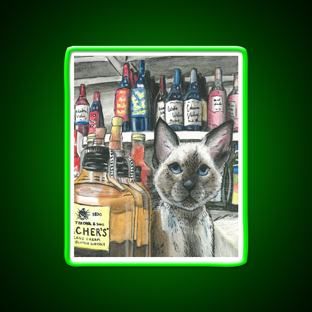 Bodega Cat Whiskey Drink Bar Led Neon Sign Rgb Color
