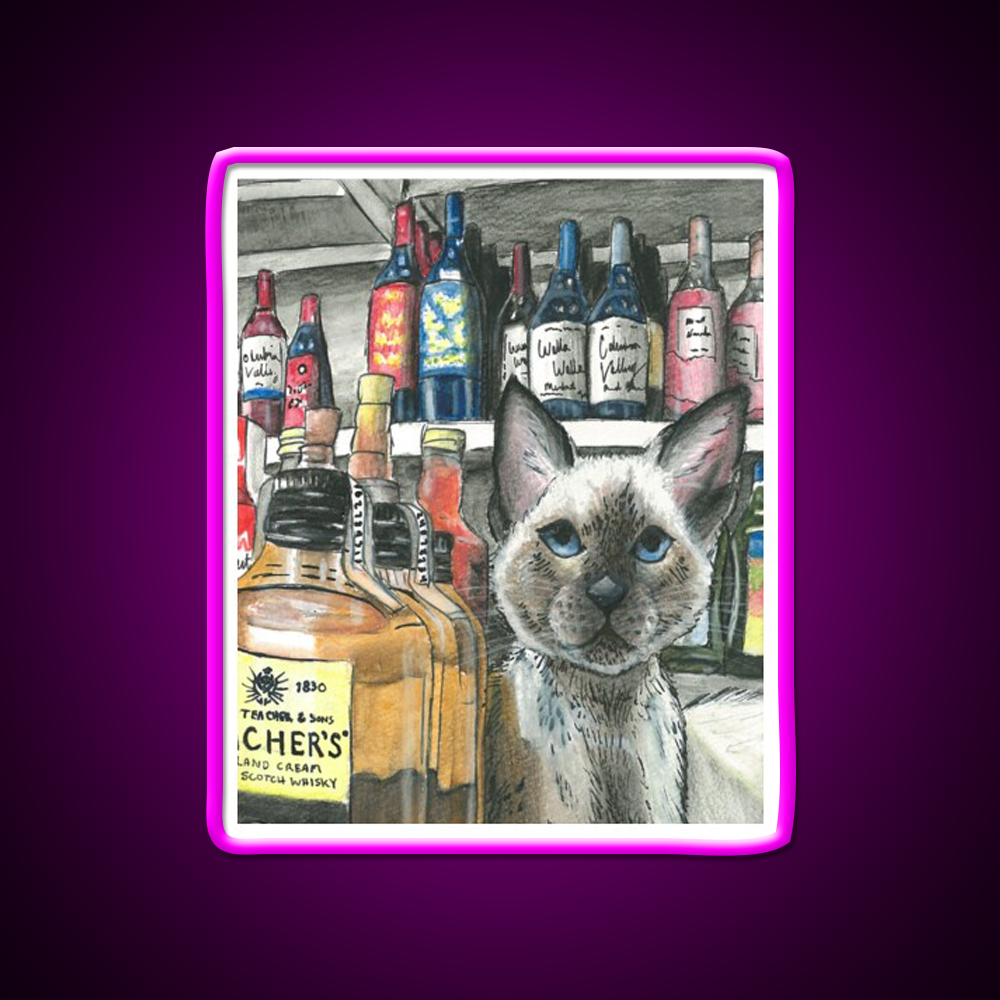 Bodega Cat Whiskey Drink Bar Led Neon Sign Rgb Color