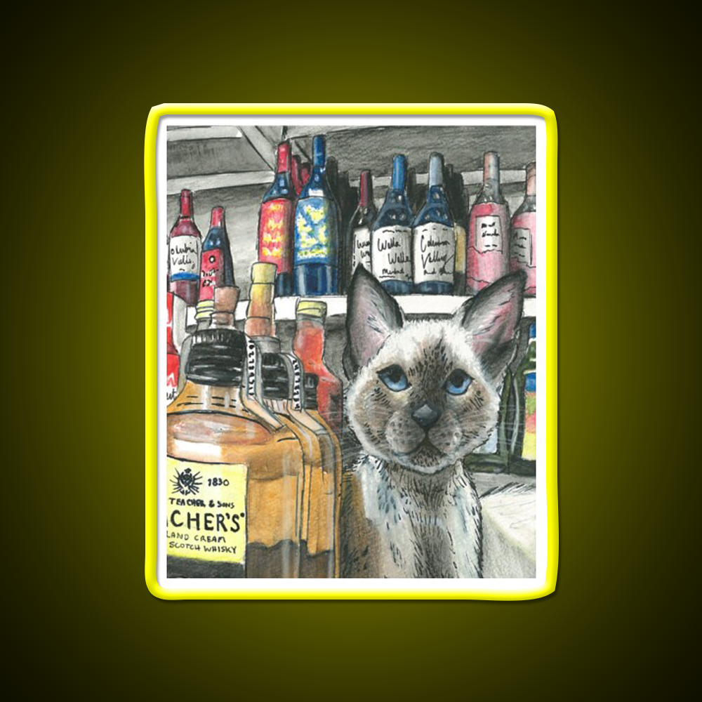 Bodega Cat Whiskey Drink Bar Led Neon Sign Rgb Color