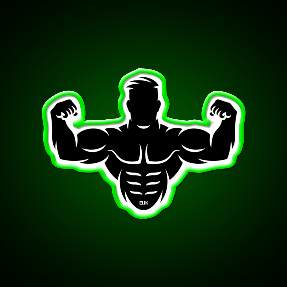 Bodybuilder Biceps Athletic Sports Black Gym Fitness Led Neon Sign Rgb Color