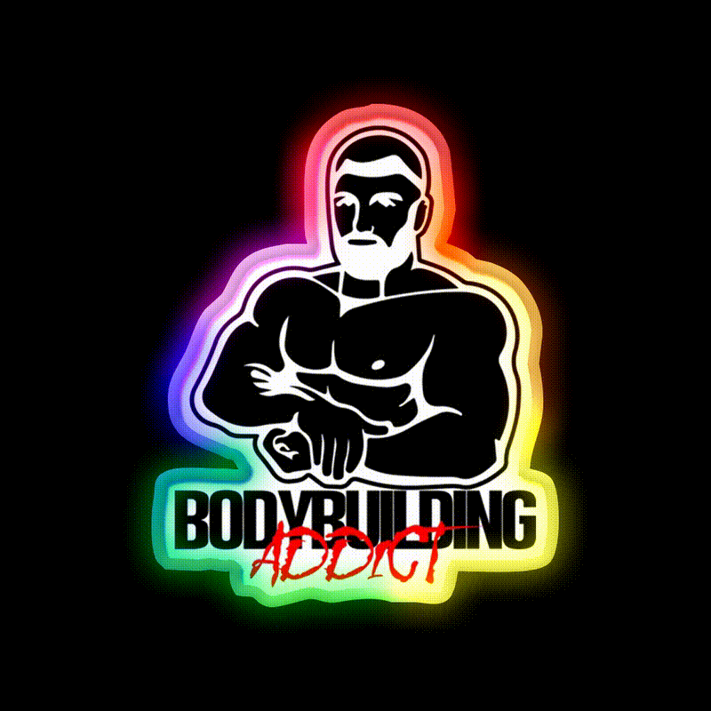 Bodybuilding Addict 12 Black Gym Fitness Led Neon Sign Rgb Color