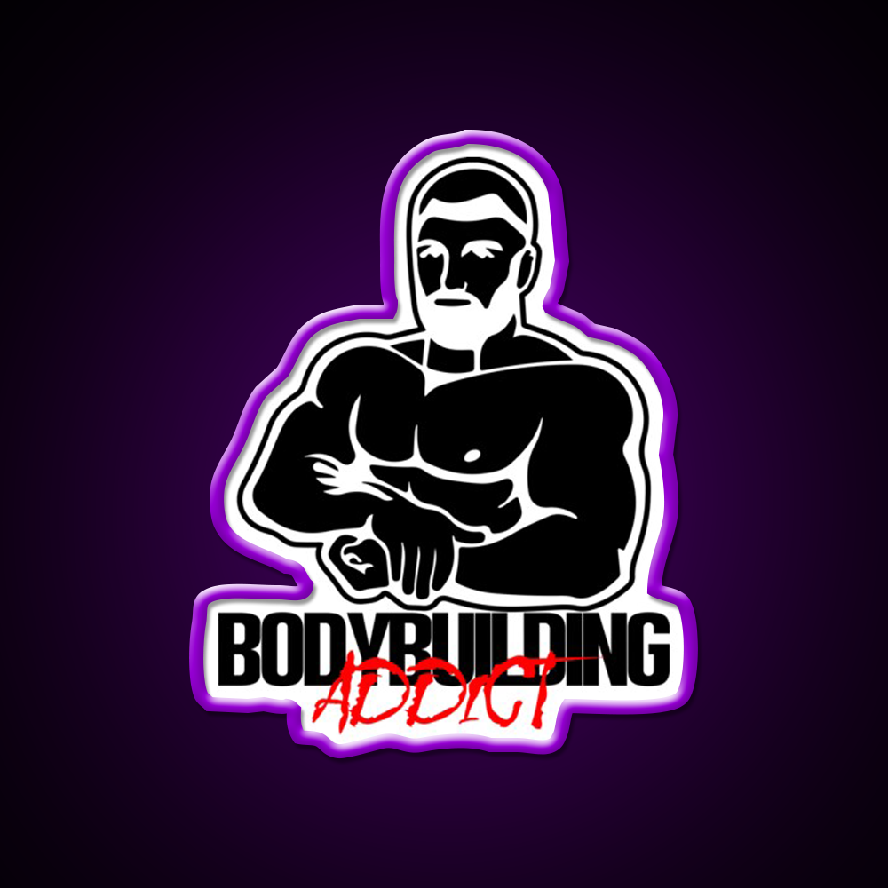 Bodybuilding Addict 12 Black Gym Fitness Led Neon Sign Rgb Color