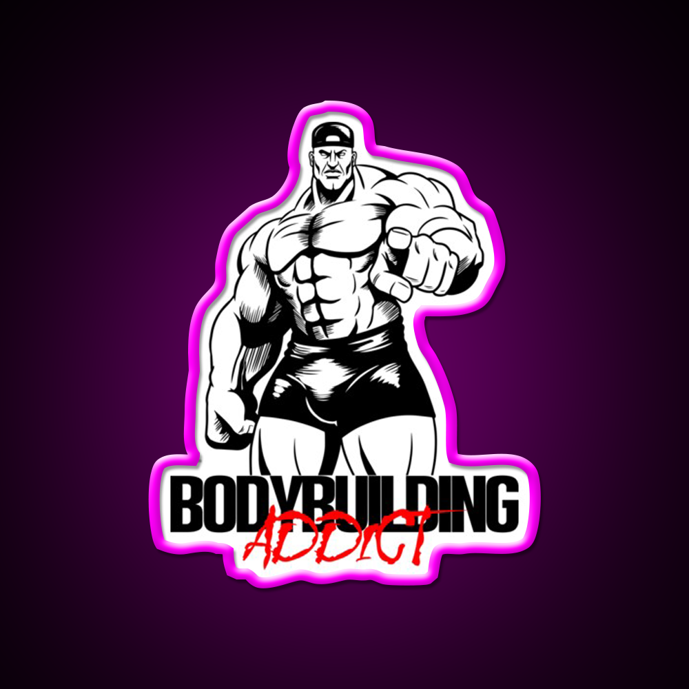 Bodybuilding Addict 13 Black Gym Fitness Led Neon Sign Rgb Color