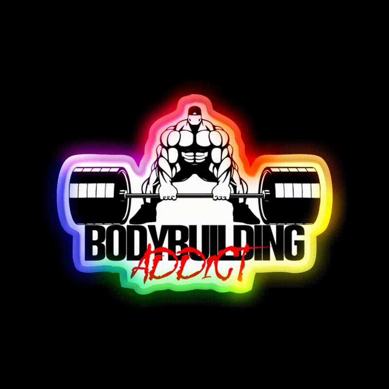 Bodybuilding Addict 14 Black Gym Fitness Led Neon Sign Rgb Color