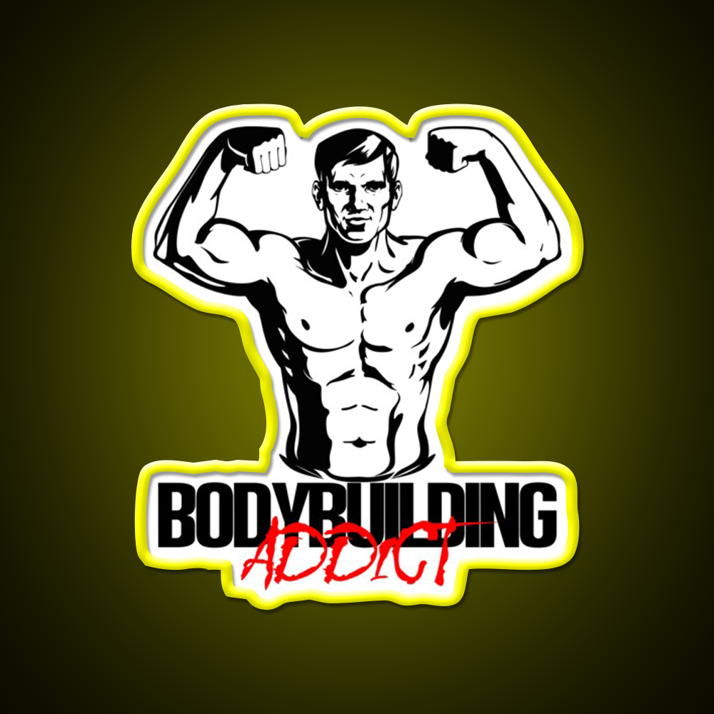 Bodybuilding Addict 4 Black Gym Fitness Led Neon Sign Rgb Color
