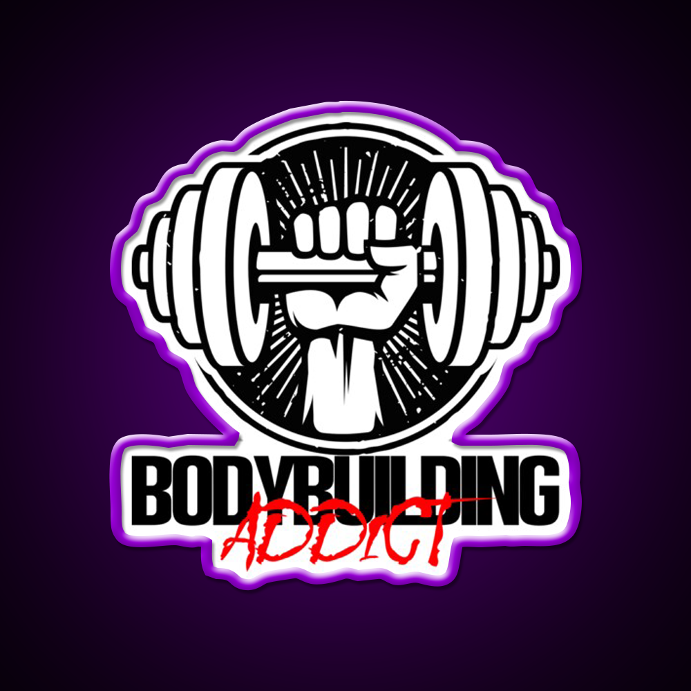 Bodybuilding Addict 6 Black Gym Fitness Led Neon Sign Rgb Color