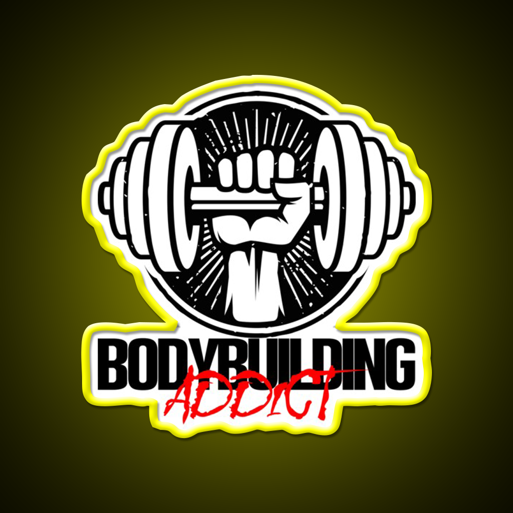 Bodybuilding Addict 6 Black Gym Fitness Led Neon Sign Rgb Color