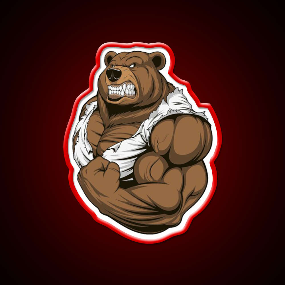 Bodybuilding Bear Gym Fitness Led Neon Sign Rgb Color