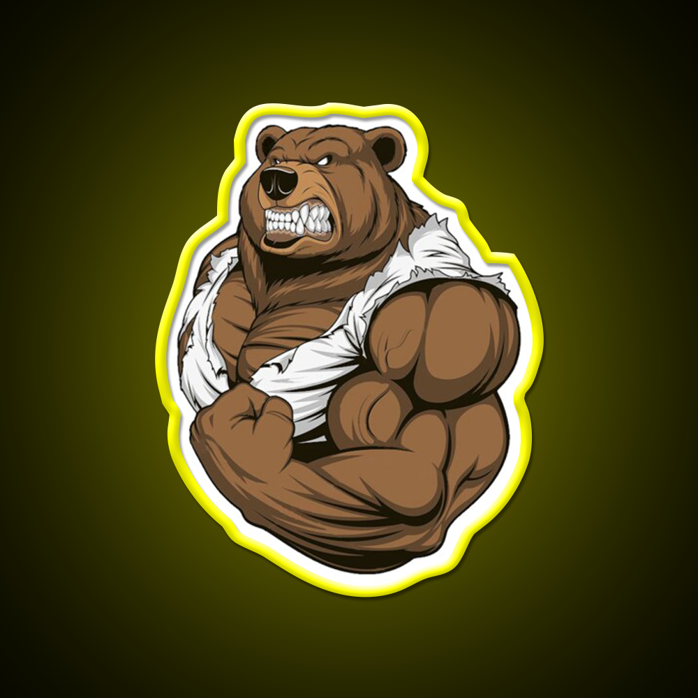 Bodybuilding Bear Gym Fitness Led Neon Sign Rgb Color