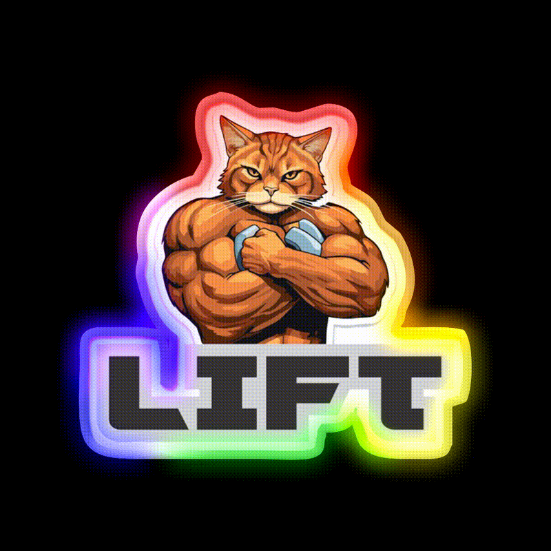 Bodybuilding Cat Gym Fitness Led Neon Sign Rgb Color