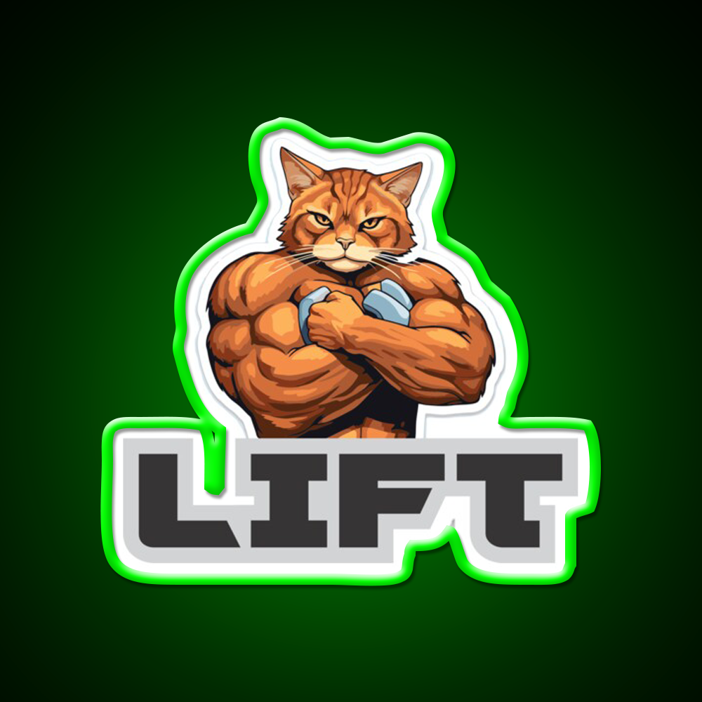 Bodybuilding Cat Gym Fitness Led Neon Sign Rgb Color