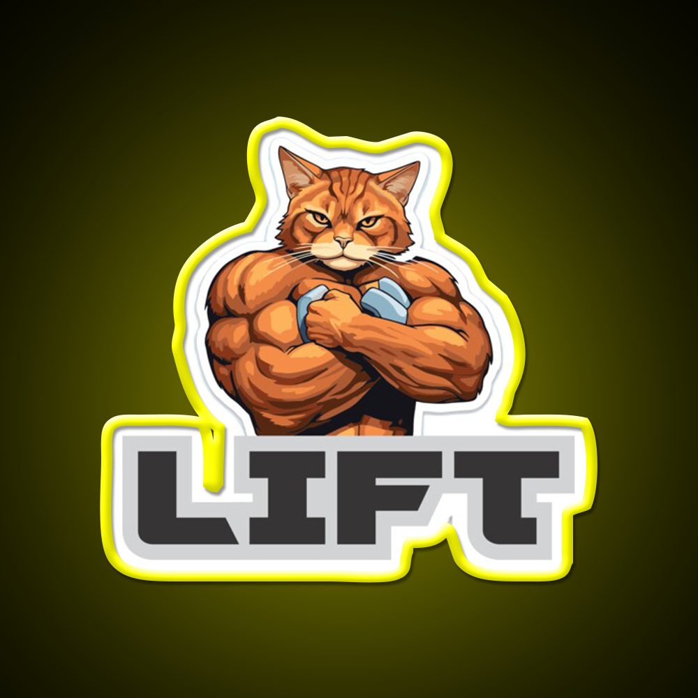 Bodybuilding Cat Gym Fitness Led Neon Sign Rgb Color