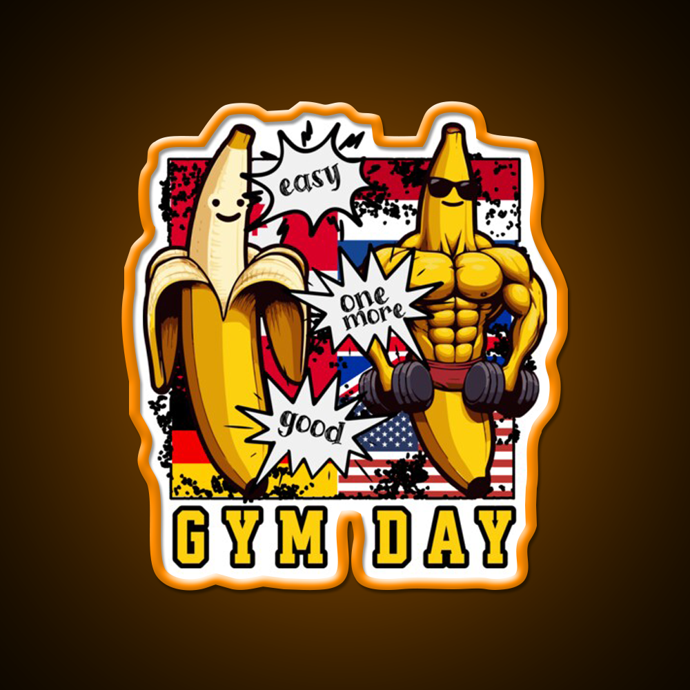 Bodybuilding Gym Day With Banana Gym Fitness Led Neon Sign Rgb Color - LED neon sign view 6