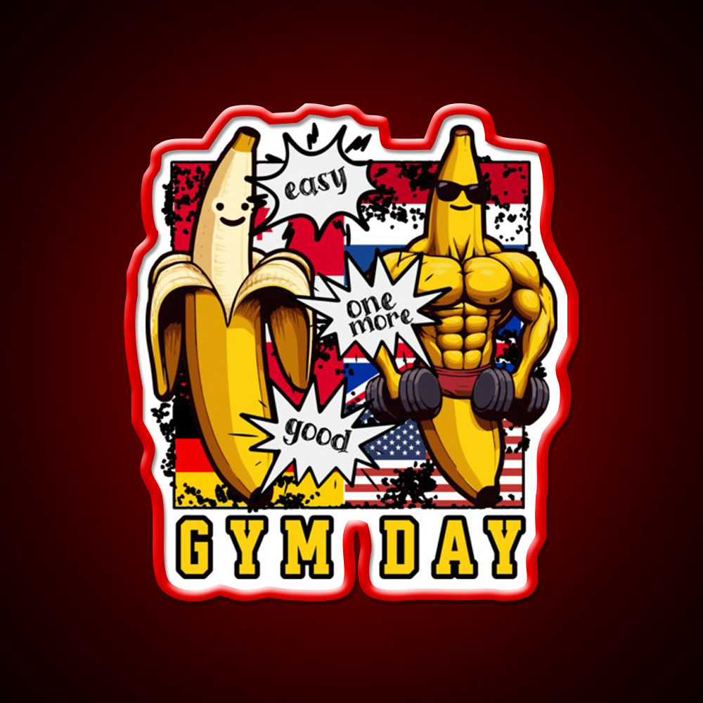Bodybuilding Gym Day With Banana Gym Fitness Led Neon Sign Rgb Color